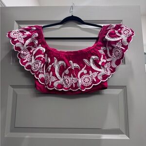 Embroidered Pink Women's Top